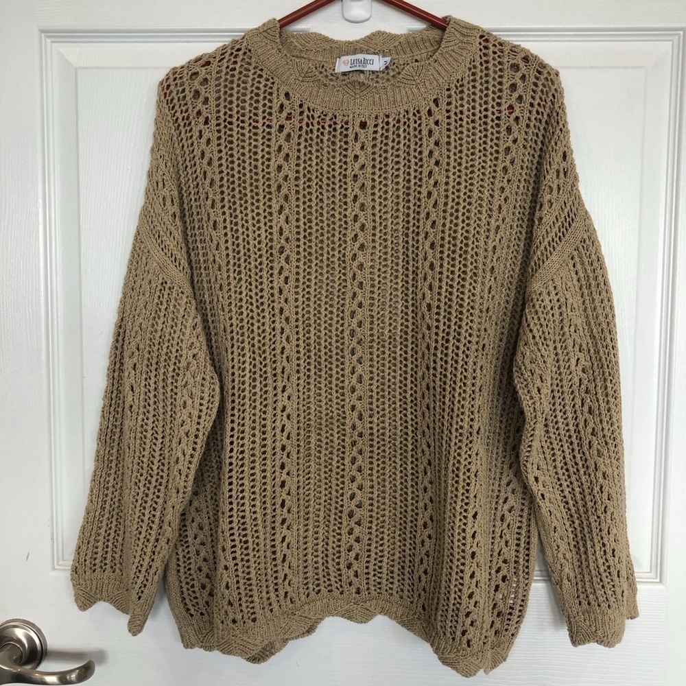 Luisa Ricci open knit long sleeve pullover sweater cotton blend Made in Italy M
